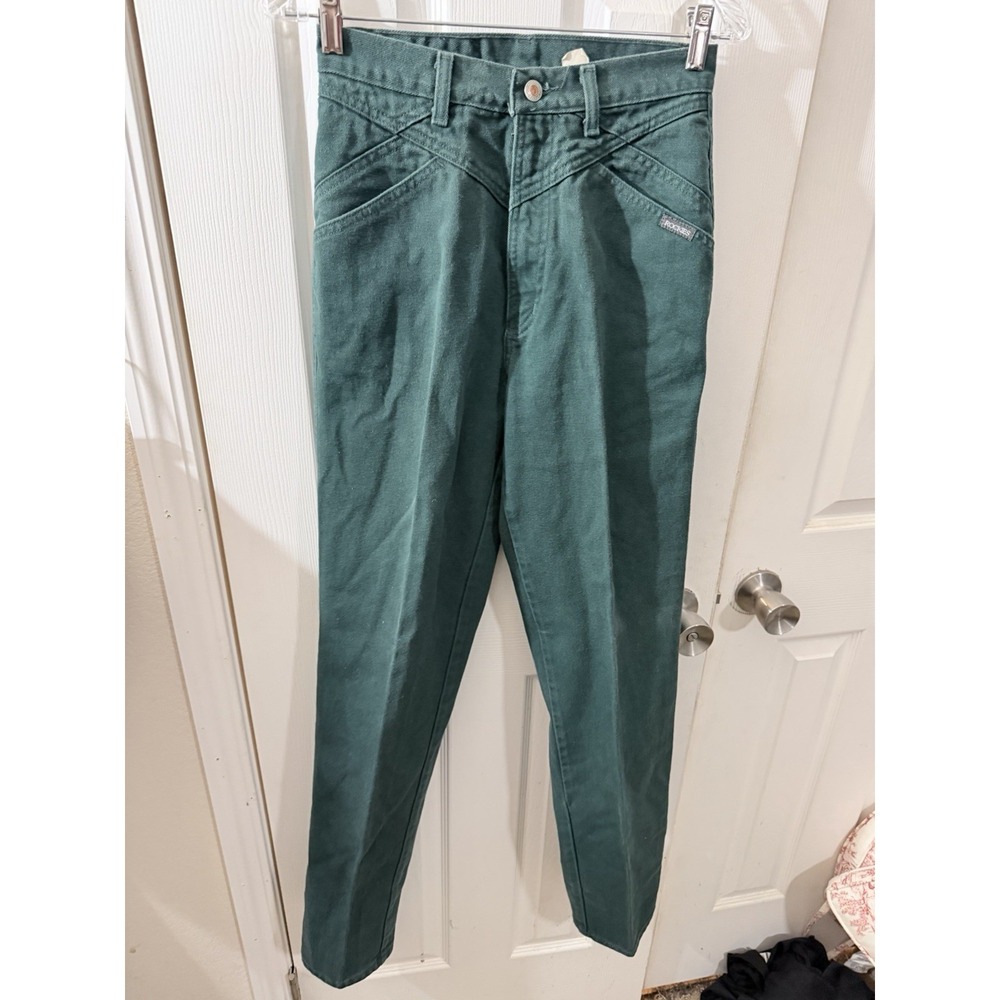 Vintage Rocky Mountain Jeans Green High Waisted Bareback Size 9/29 34in Inseam